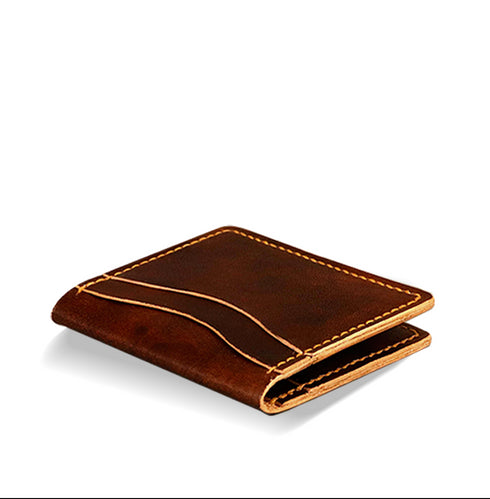 Bi-fold full grain wallet - Antique Brown