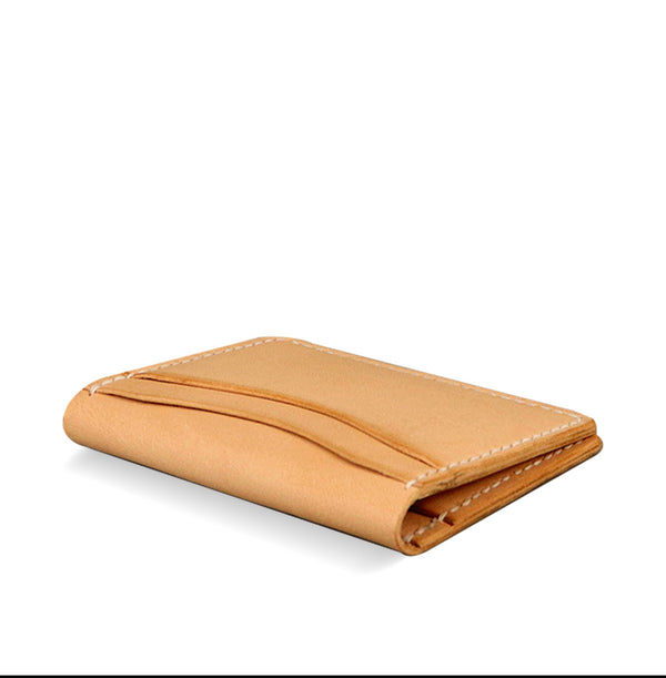 Bi-fold full grain wallet - Natural Tooling