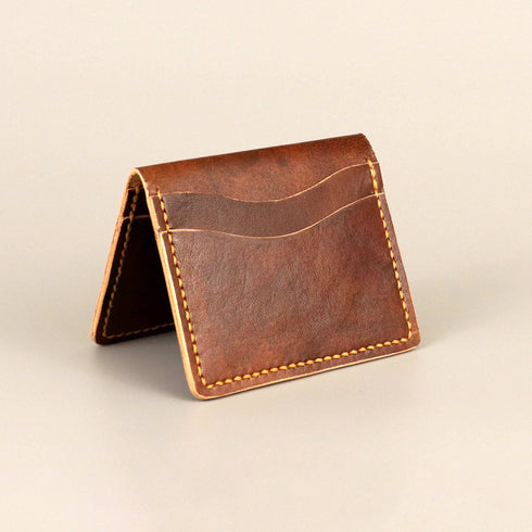 Bi-Fold Full Grain Wallet in Antique Brown leather – luxury men’s leather wallet