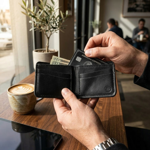 Full Grain Leather Bifold Wallet — Black