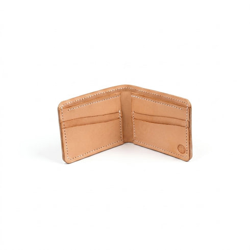 Full Grain Leather Bifold Wallet — Natural Tooling