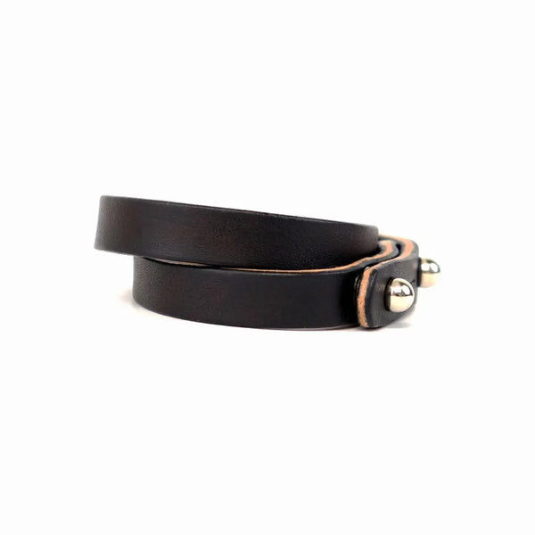 Full Grain Leather Double Wrap Cuff — Black