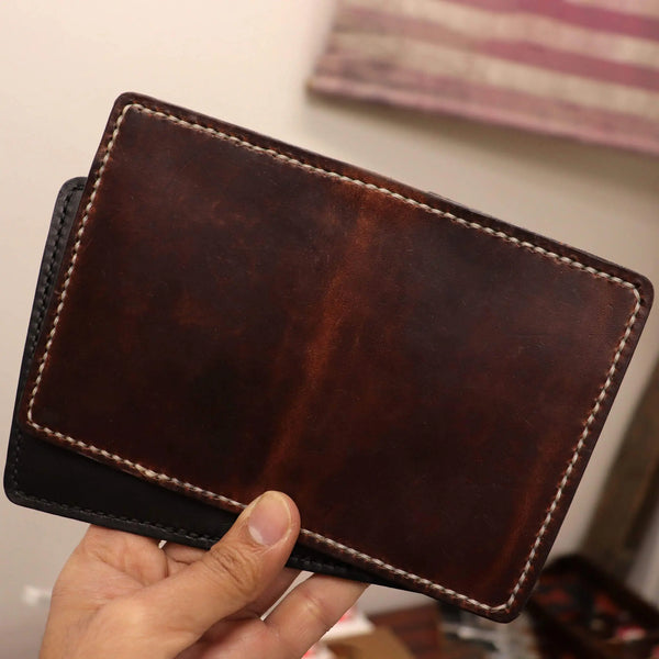 Full Grain Leather Expandable Vertical Wallet — Show Harness Chestnut