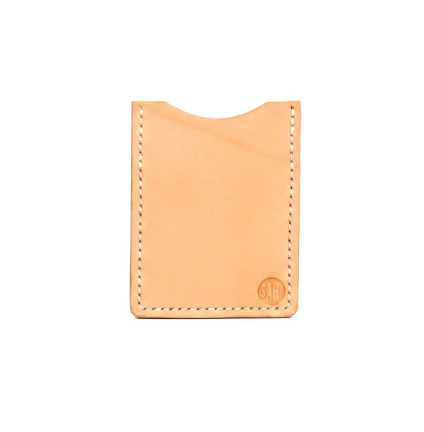 Full Grain Leather Pocket Card Holder — Natural Tooling