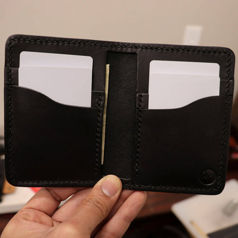 Full Grain Leather Vertical Wallet — Black