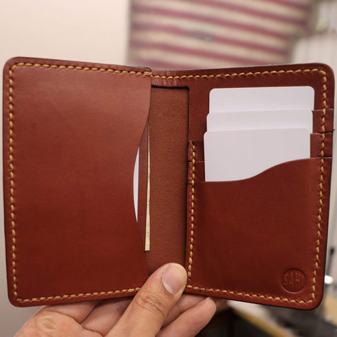 Expandable Mid length Vertical Wallet - Chestnut