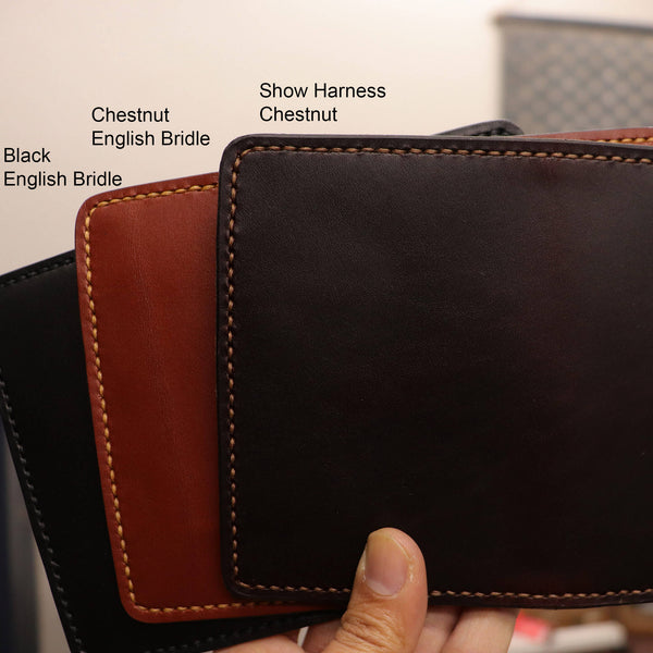 Midlength Vertical Leather Wallet in Black fullāgrain vegetableātanned leather ā handcrafted menās vertical card wallet