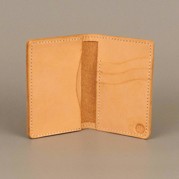 Expandable Mid length Vertical Wallet - Natural