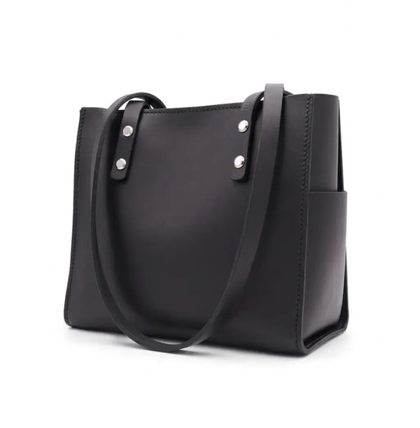 Full Grain Leather Shoulder Bag — Black