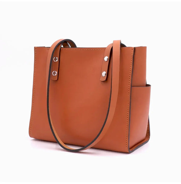 Full Grain Leather Shoulder Bag — Tan