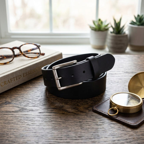 Full Grain English Bridle Leather Belt — Black