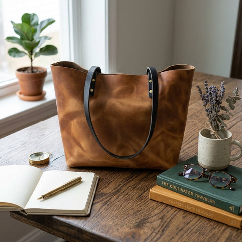 Full Grain Leather Tote Bag — Natural