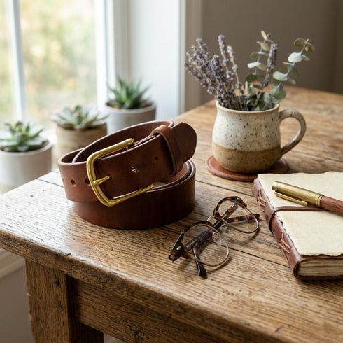 Heavy Duty Full Grain Leather Belt — Brown