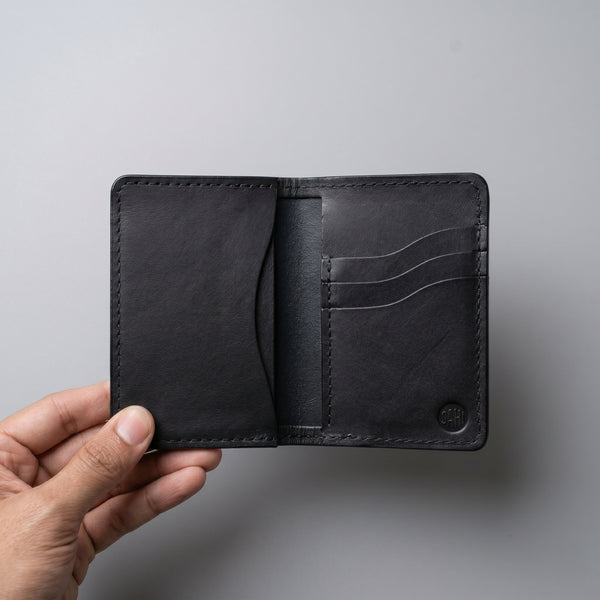 Expandable Mid length Vertical Wallet - Black