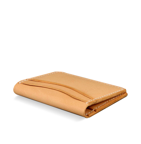 Bi-fold full grain wallet - Natural Tooling
