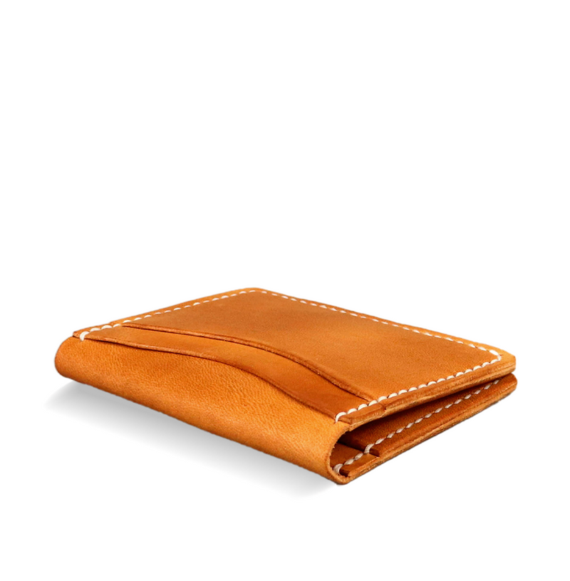 Bi-Fold Full Grain Wallet in Natural leather – handcrafted leather wallet for men