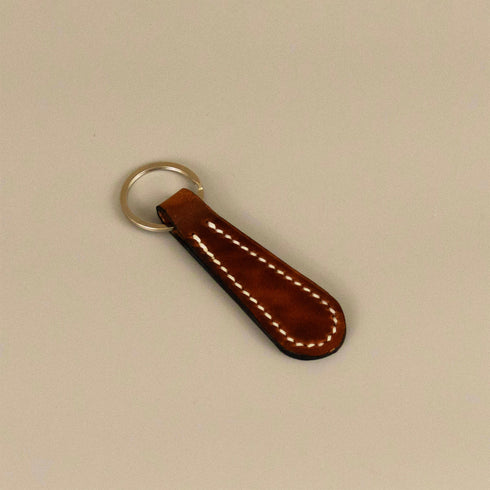 Leather Key Chain in Buck Brown full‑grain leather – durable handcrafted leather keyring