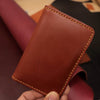 Midlength Vertical Leather Wallet in Chestnut full‑grain vegetable‑tanned leather – elegant handcrafted men’s wallet