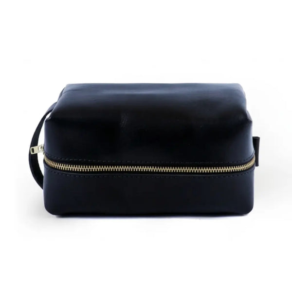 Full Grain Leather Toiletry Bag — Black