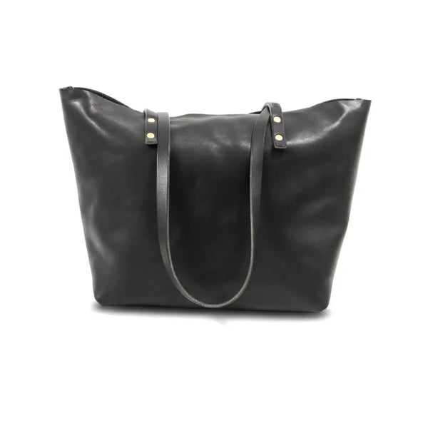 Full Grain Leather Tote Bag — Black