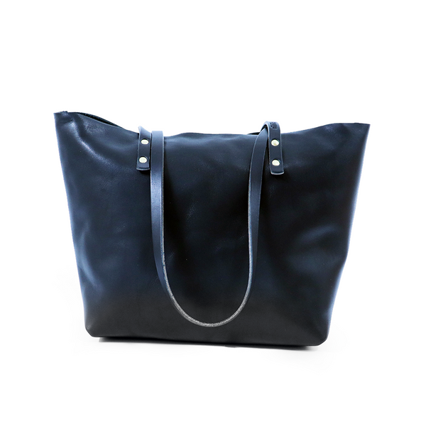 Full Grain Leather Tote Bag — Black