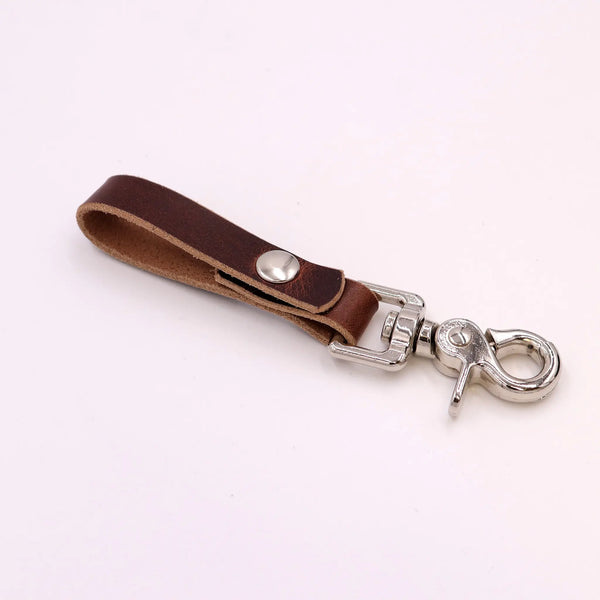 Full Grain Leather Trigger Snap Keychain — Buck Brown