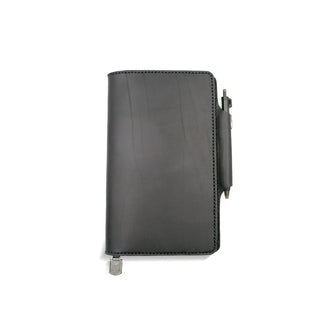 Full grain English Bridle leather journal cover front view — hand stitched with waxed thread — Sahi New York